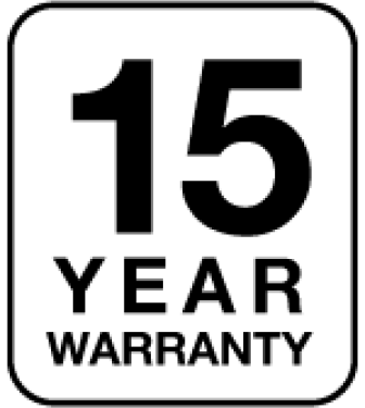 Badge for 15-year warranty.