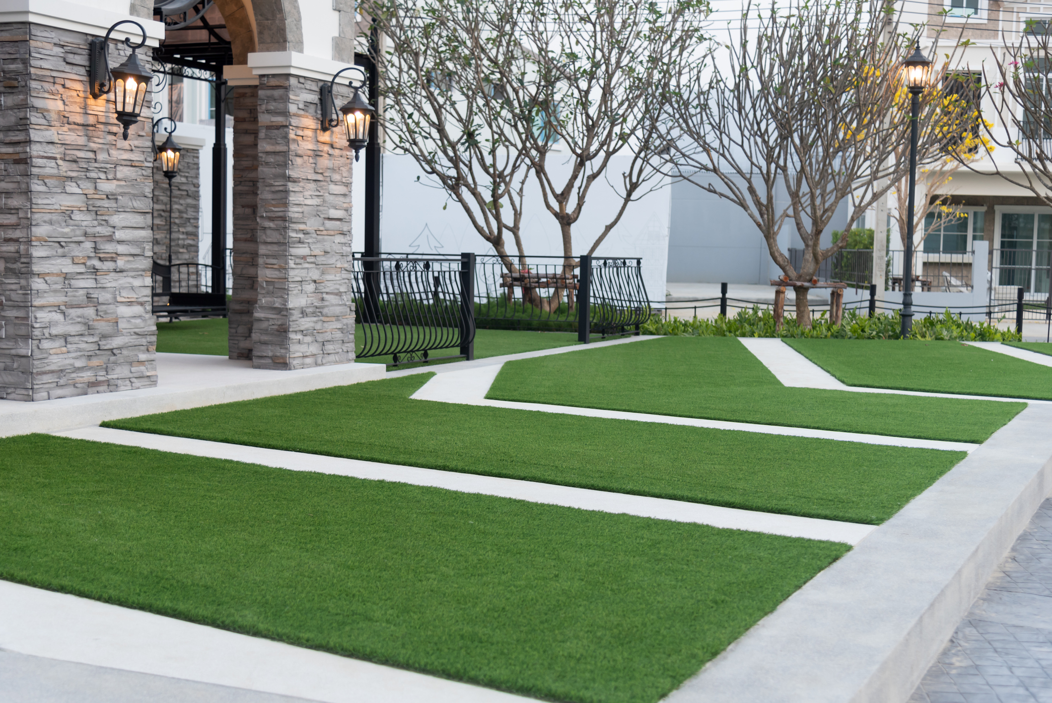 Artificial turf in a community area.