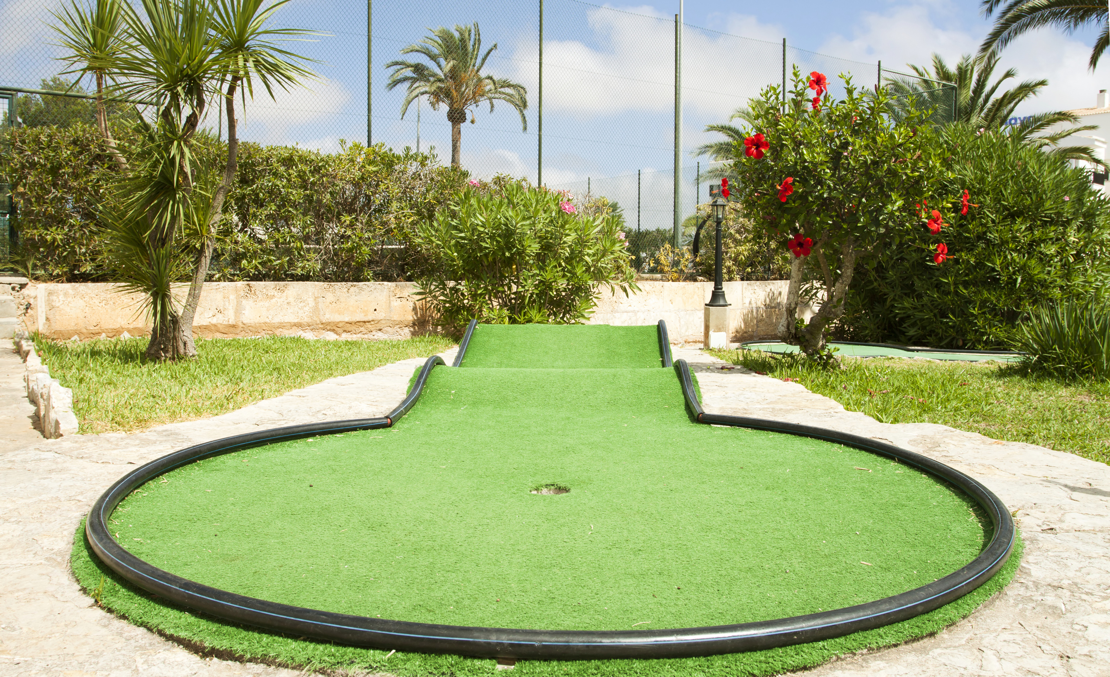 A mini golf construction in an open area.