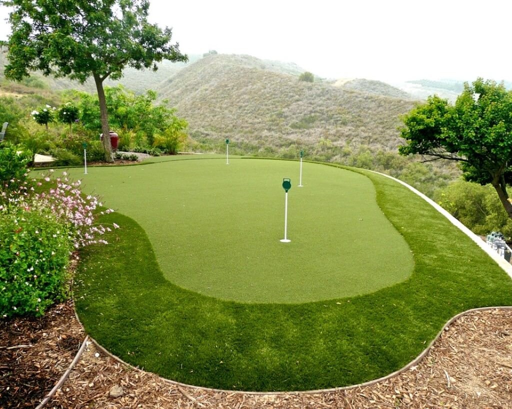 Residential putting green installation.